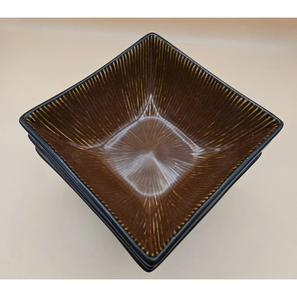 Ceramic Square Bowls 3‎ Black & Brown Cinnamon Square
